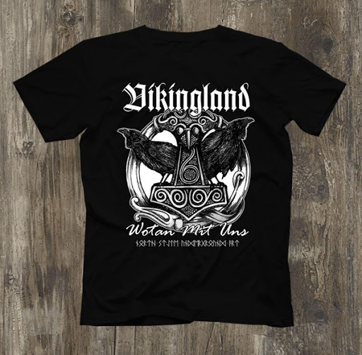 Männer T-Shirt Vikingland - Wotan mit uns Schwarz